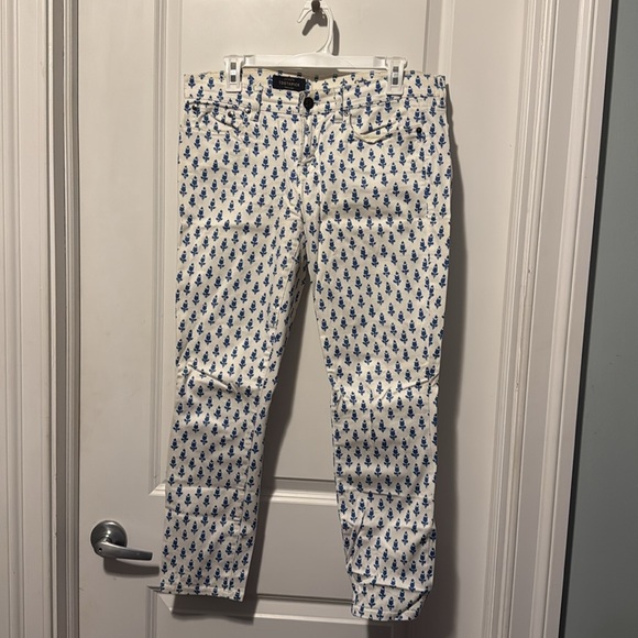 J. Crew Toothpick Jeans in Thistle pattern - white/blue - Picture 4 of 6
